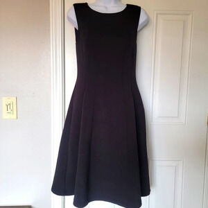 Maeve by Anthropology black fit and flare dress with back zip ring detail. Size